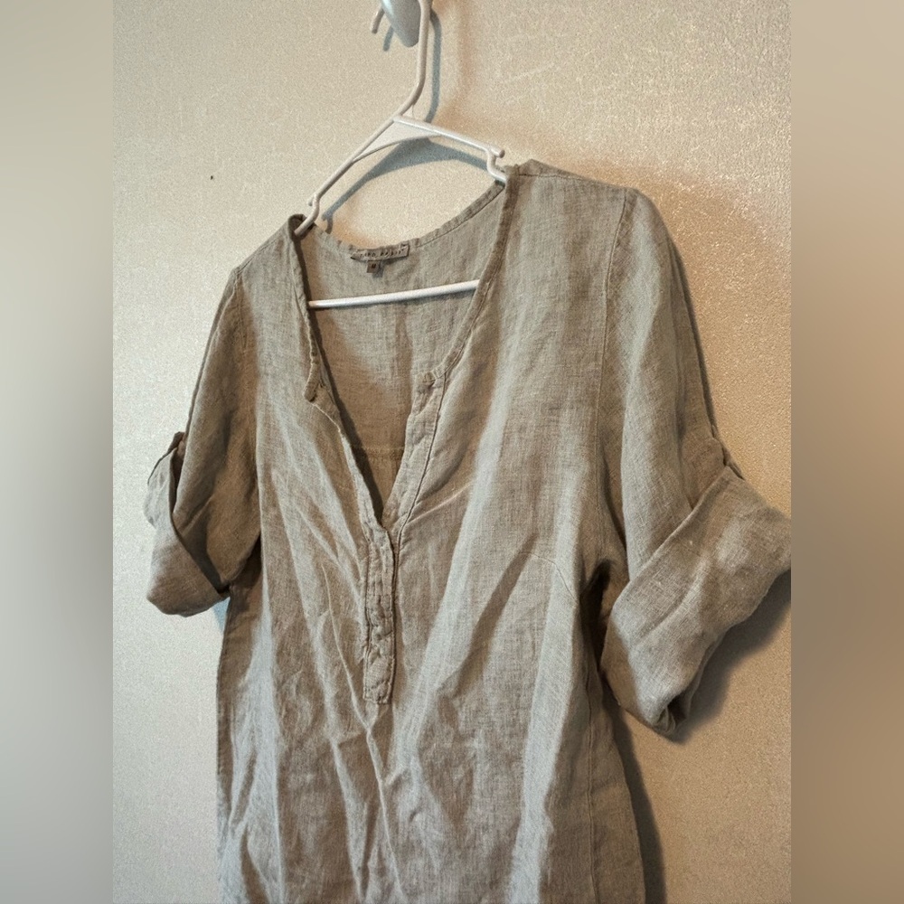 Tempo Paris | 100% Linen 3/4 Short sleeve | Made in Italy | M - Picture 2 of 6